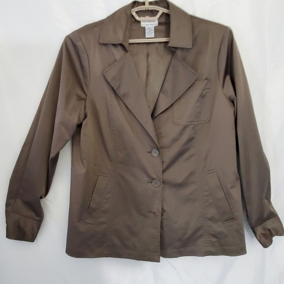 Linea Button Front Brown Jacket XL Women's Lined Notched Lapel Blazer Office - Picture 4 of 12